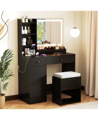Vanity Dressing Table and Chair Set with Mirror and Lights