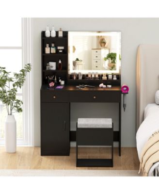 Vanity Dressing Table and Chair Set with Mirror and Lights