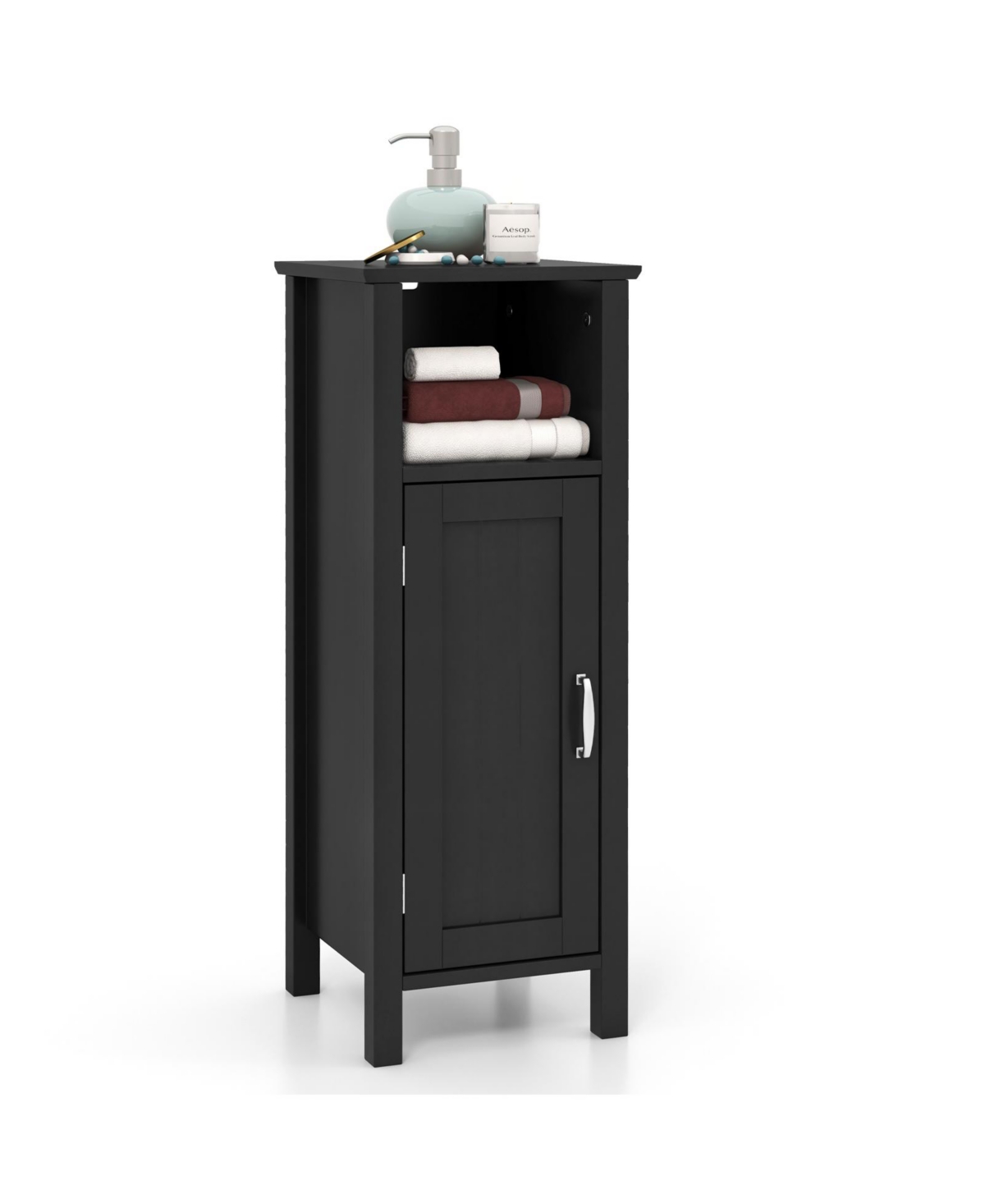 Bathroom Storage Organizer with 2-Tier Cabinet - Black