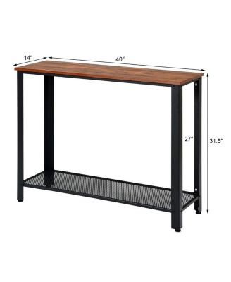 Metal Frame Wood Console Sofa Table with Storage Shelf