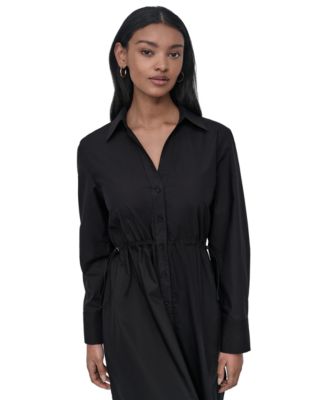 Women's Collared Cotton Long-Sleeve Shirtdress