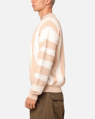 Men's Wavy Slouch Sweater- Beige/Khaki, 2XL