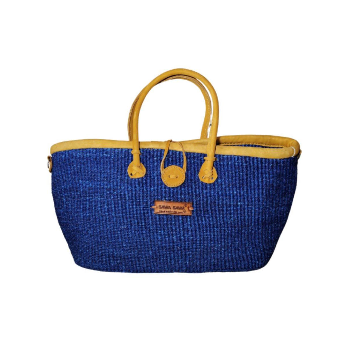 Calm Waters Handmade Sisal Straw Work/Office Tote Bag - Nourishment blue