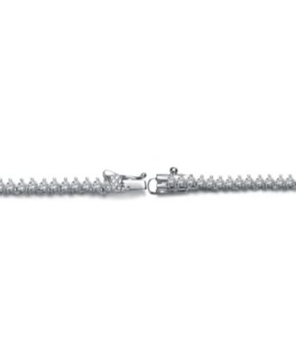 Sterling Silver White Gold Plated and Clear Cubic Zirconia Tennis Necklace
