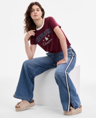 Juniors' Sporty Crewneck T-Shirt