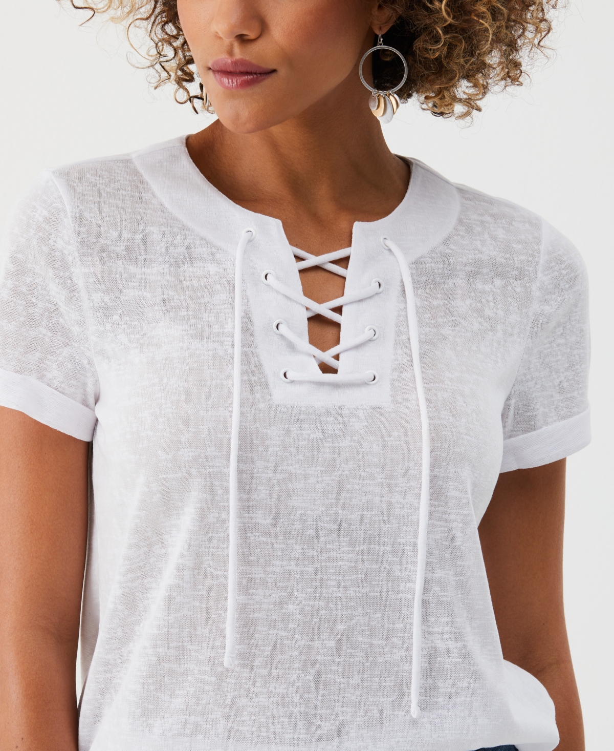 ELLA RAFAELLA PETITE FLORAL PRINT RUFFLED CREW NECK SLEEVELESS TOP 