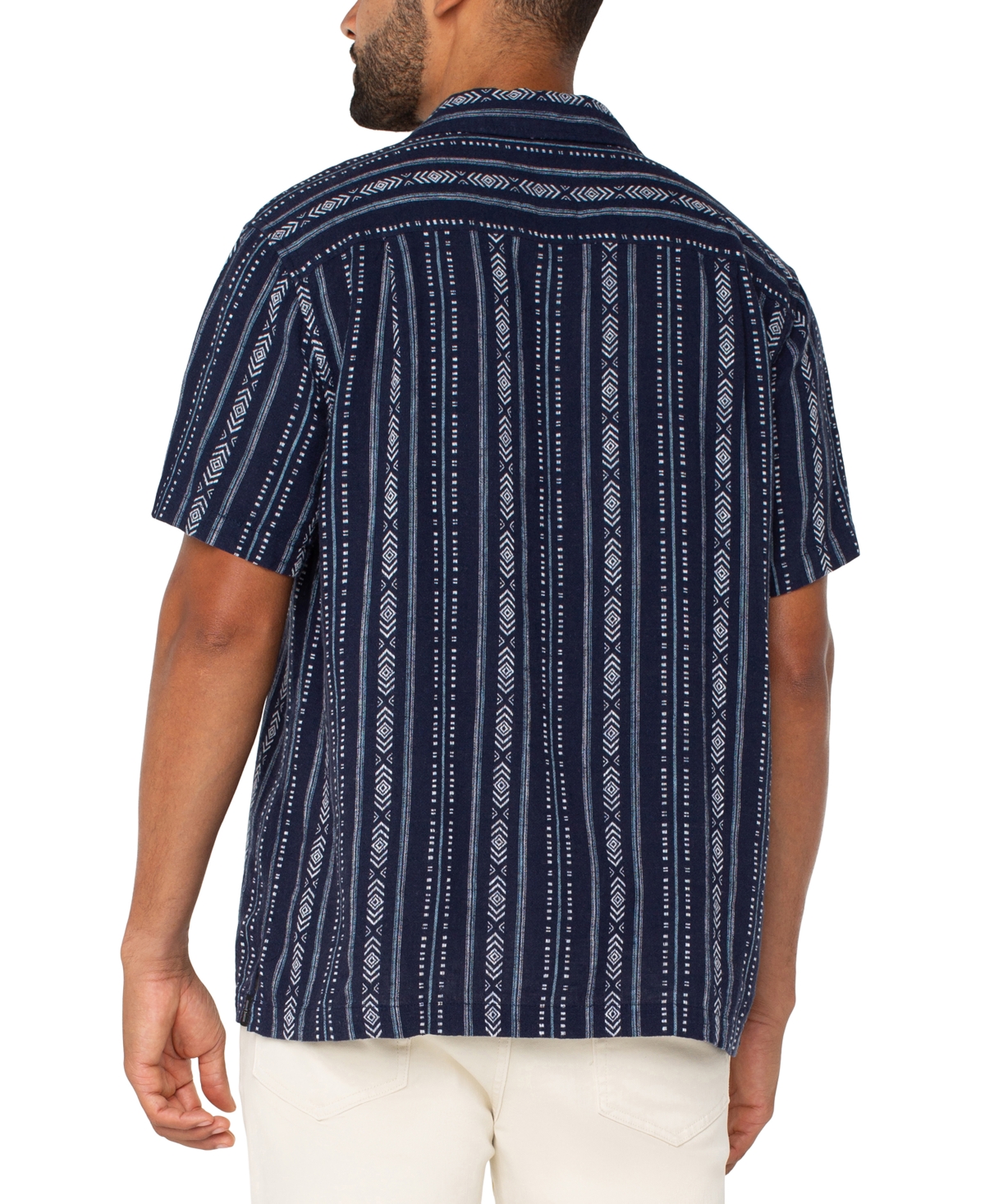 Liverpool Los Angeles Short Sleeve Linen Blend Button-up Shirt In Blue