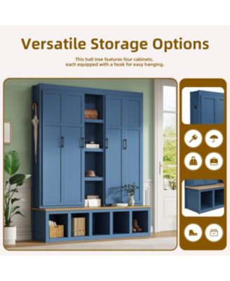 Farmhouse Hall Tree with Bench & Storage