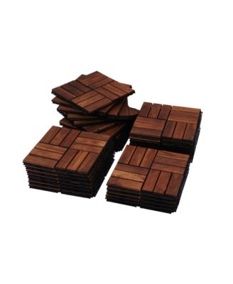 Acacia Wood Deck Tiles - Checker Pattern, 20 PCS