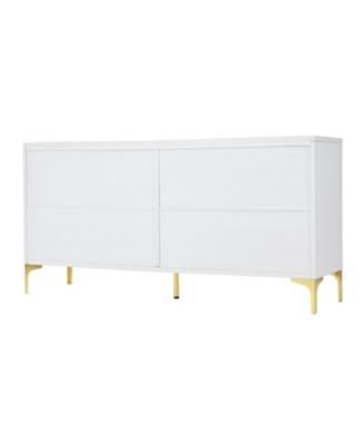 Carved 4-Door Sideboard - Handleless, Press-to-Open (White)
