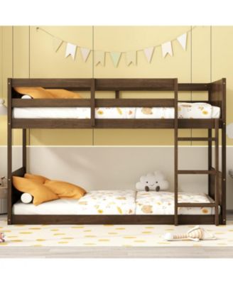 Antique Oak Twin Floor Bunk Bed