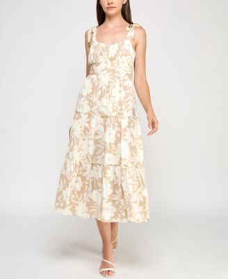 Trixxi - Juniors' Printed Ruffled Sleeveless Midi Dress