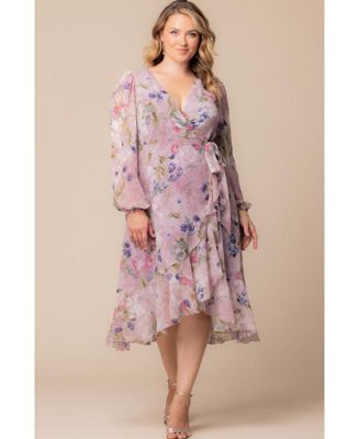 Plus Size Clara Long Sleeve Chiffon Wrap Dress