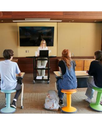 AV Presentation Cart Stand with Drop Leaves, Black, 1