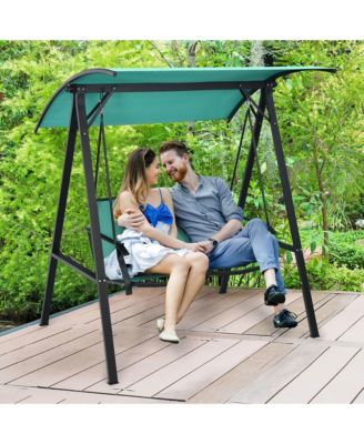 2-Person Outdoor Patio Porch Swing Chair w/ Adjustable Canopy