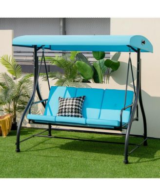 3 Seat Outdoor Porch Swing with Adjustable Canopy