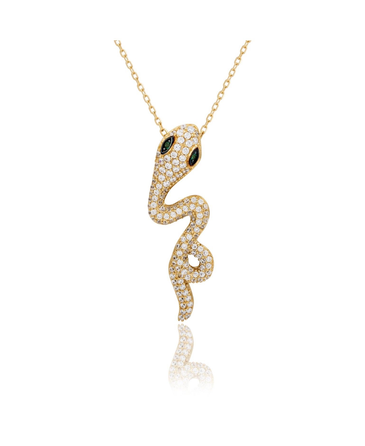 Suzy Levian Sterling Silver Cubic Zirconia Wild Snake Pendant - Gold