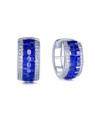 Suzy Levian Sterling Silver Invisible Set Cubic Zirconia Huggie Earrings