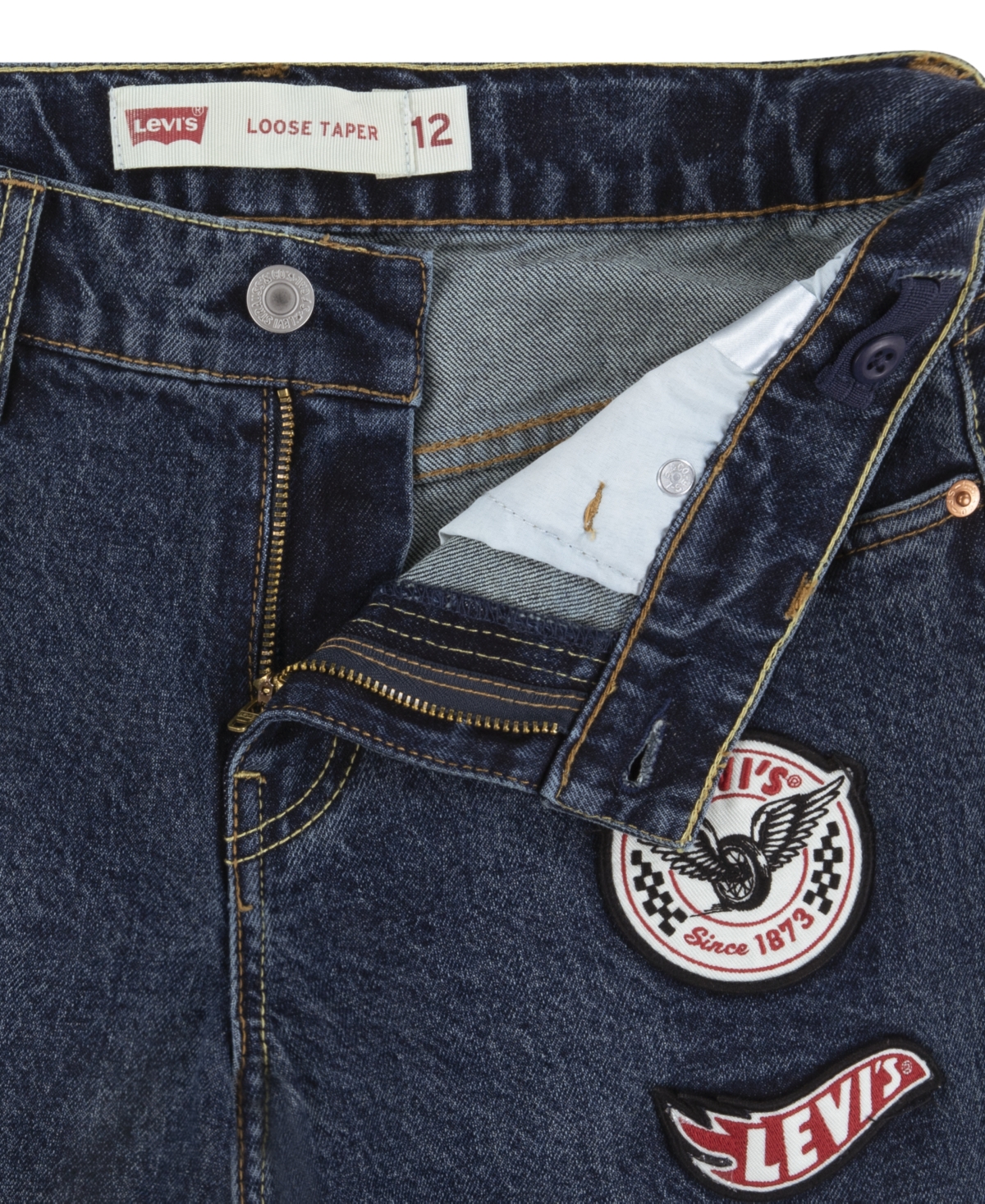 Levi's Big Boys Stay Loose Tapered Fit Patch Jeans In Black