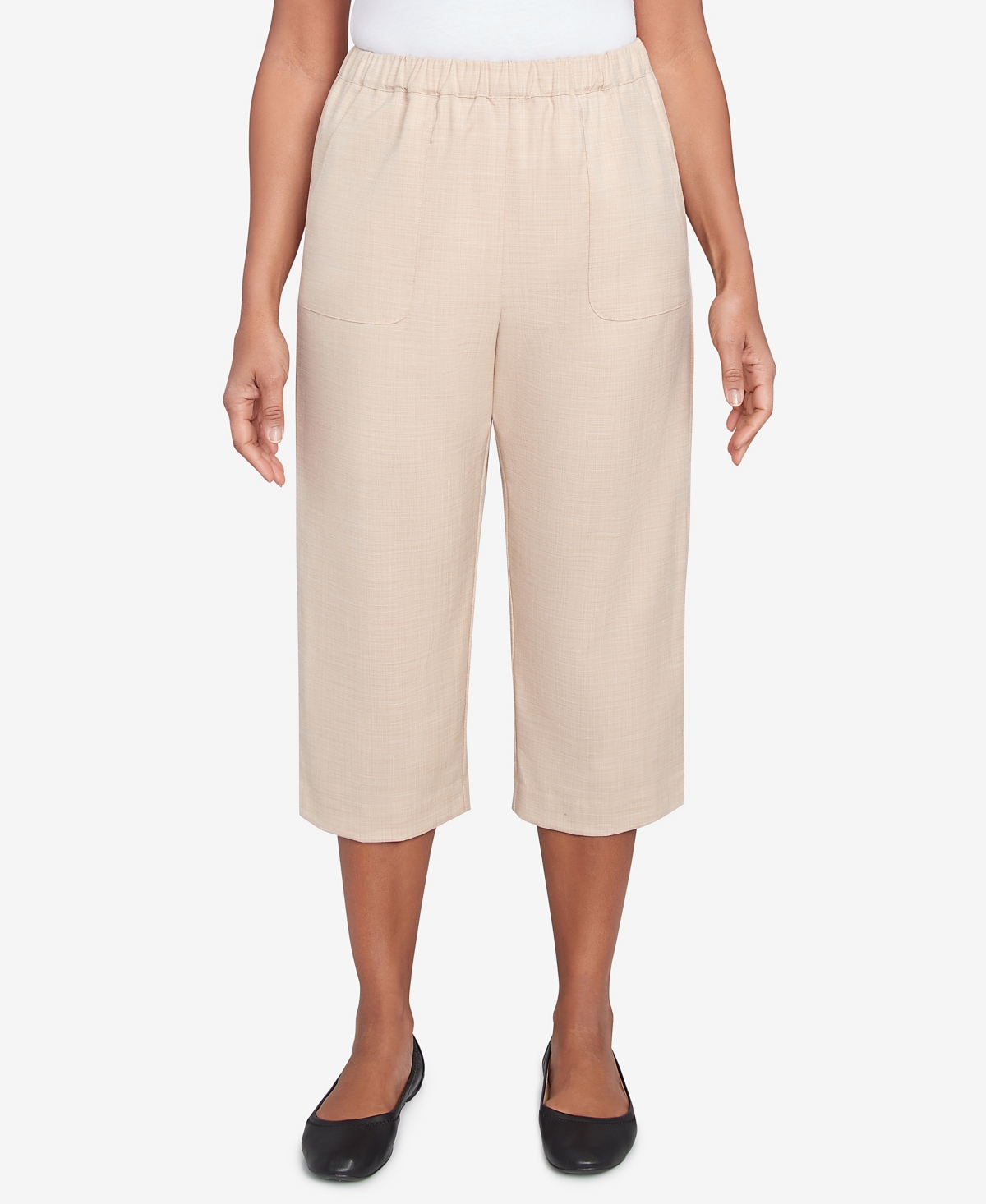Alfred Dunner Petite Catalina Island Patch Pocket Elastic Waistband Capri Pants