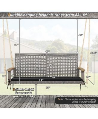 2-Person Patio Wicker Hanging Swing Chair