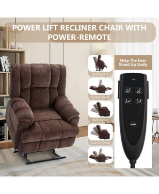 Dual Motor Heat Massage Infinite Position Up to 350 LBS Electric Power Lift Recliners with Power-Remote