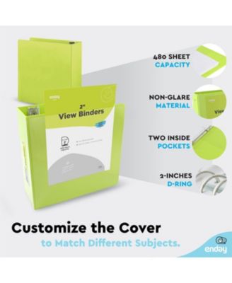 1Inch 3 Ring Binder, 1 Inch Round Ring Clear View Cover with 2 Inside Pockets Binders, Colored School Supplies Binders in Grey, Pink, Blue, Purple, Green and Red, Multicolor (6 PC) – by Enday