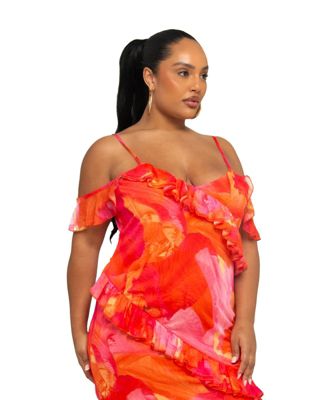 Women's Floral Print Mesh Midi Dress