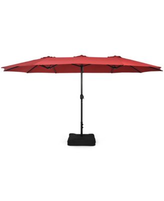 15 ft Double-Sided Patio Twin Umbrella Extra-Large Market Umbrella w/ Base