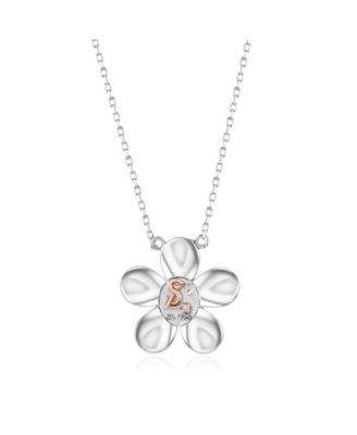 Suzy Levian Sterling Silver Cubic Zirconia Pave Flower Necklace