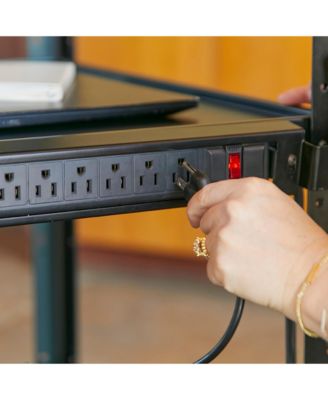 AV Presentation Stand and 12-Bay Charging Cart, Black, 1