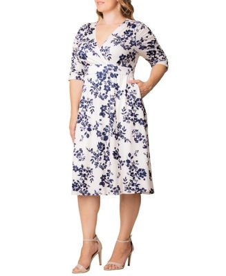 Plus Size Gabriella Ruched Sleeve Midi Dress with Pockets