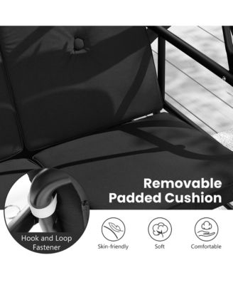 Converting Patio Swing Chair Porch Swing Bed w/Adjustable Canopy & Thickened Cushion