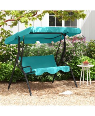 3 Seat Outdoor Patio Canopy Porch Swing with Cushioned Steel Frame
