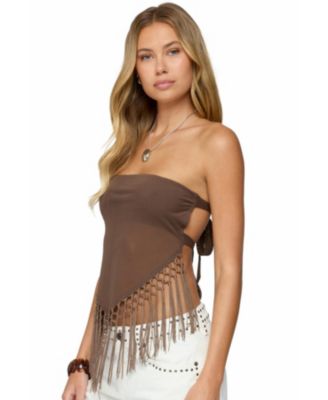 Women's Backless Sheer Mesh Strapless Top