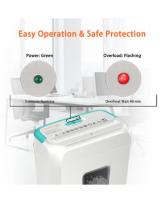 Secure Shredder, Home Office Shredder, high Security, 6-Sheet, Cross-Cut shredding for documents, Mail, Staples, Credit Cards, Equipped Convenient Handle, 3.4-Gallon Wastebasket, White & Blue