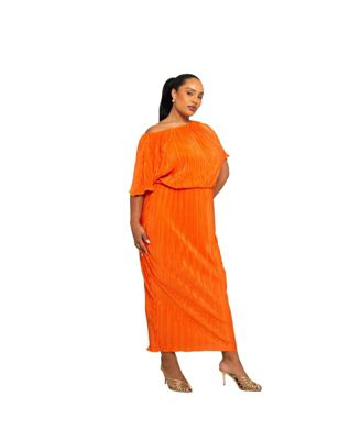 Women's Off-The-Shoulder Plisse Midaxi Dress