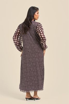 Women's Polka Dot Mesh Midi Dress