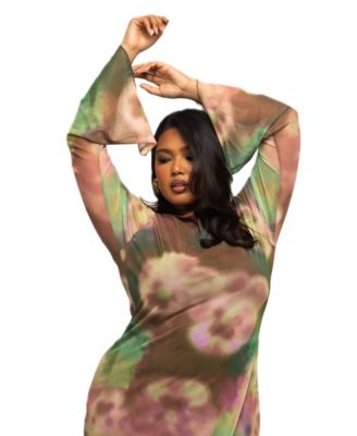 Women's Floral Print Mesh Maxi Dress