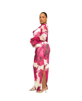 Women's Floral Print Maxi Dress With Slit