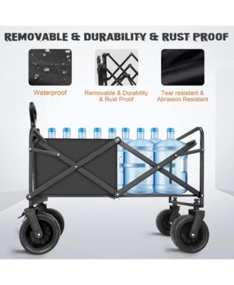 560lbs Heavy Duty Folding Garden Wagon Cart 155L Large Capacity Utility Foldable Beach Cart with All-Terrain Wheels