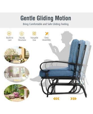 Glider Outdoor Patio Rocking Bench Loveseat Cushioned Seat Steel Frame
