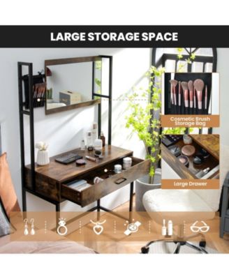 Industrial Wood 3-Position Adjustable Mirror Vanity Table