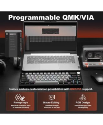 AL68 Wireless Mechanical Keyboard,Full Aluminum CNC,60% Layout with Knob, QMK/VIA Software,Gasket Mounted,Hot Swappable,RGB Backlit,BT/2.4G/USB-C for Mac/Win(Zero Linear)