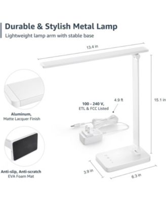 LED Desk Lamp with 9.5W 750LM Metal Touch Control , 5 Color Modes 5 Brightness Level, Eye Caring  For Reading, Crafts, School Supplies, White