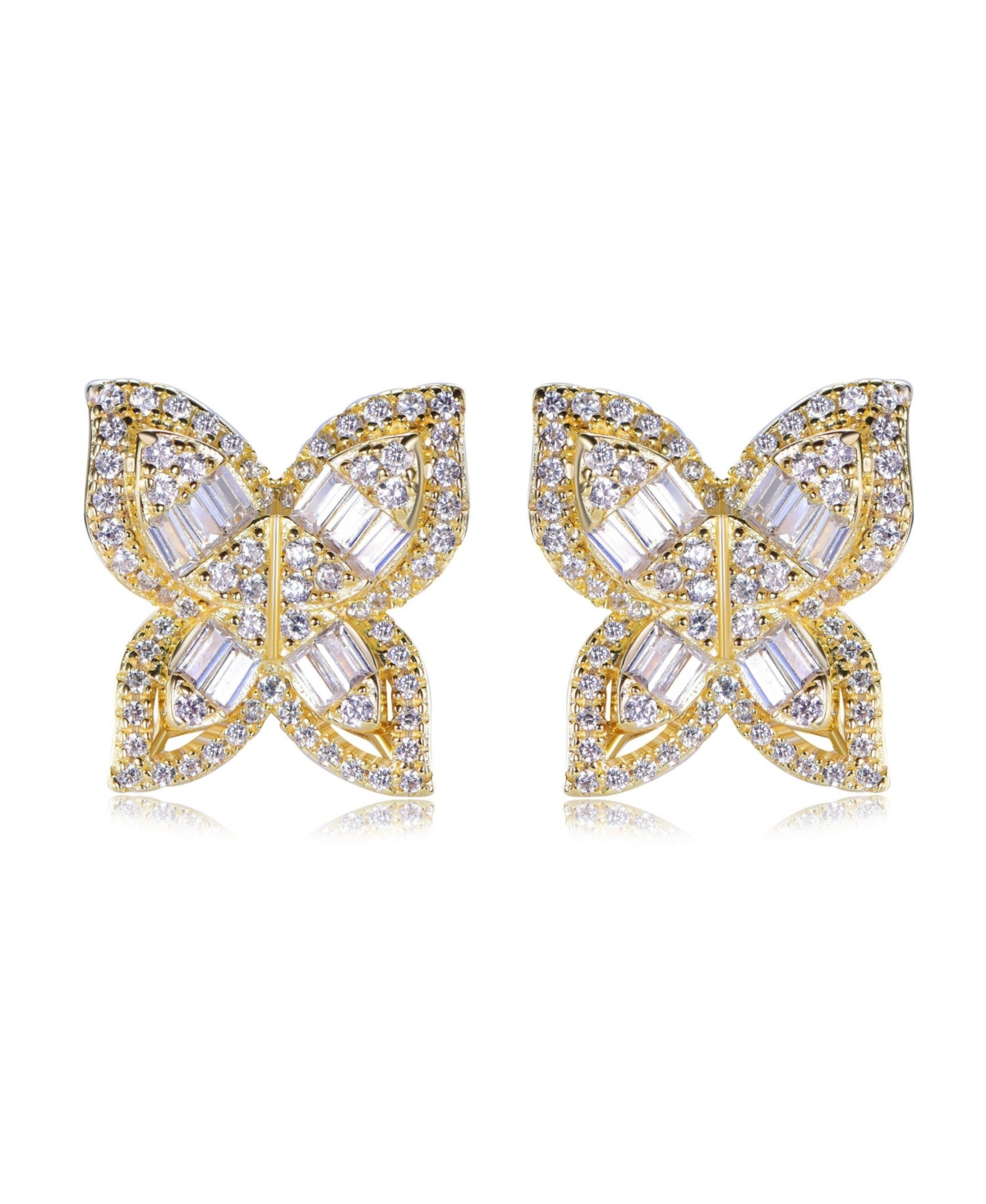 Suzy Levian Sterling Silver Cubic Zirconia Multi-Cut Butterfly Earrings