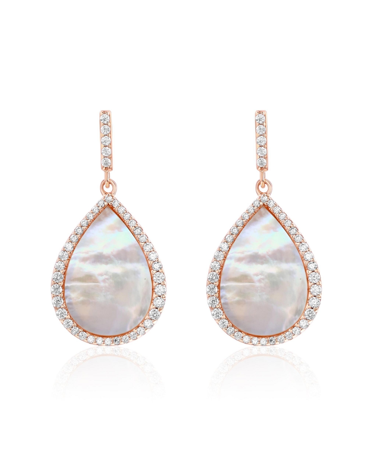 Suzy Levian Sterling Silver Cubic Zirconia Dangle Earrings - Rose