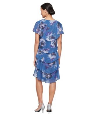 Women's Short-Sleeve Chiffon A-Line Dress