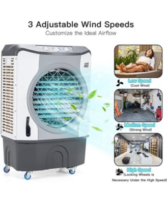 4-in-1 Industrial Evaporative Air Cooler Fan with 45 L Tank and Wheels