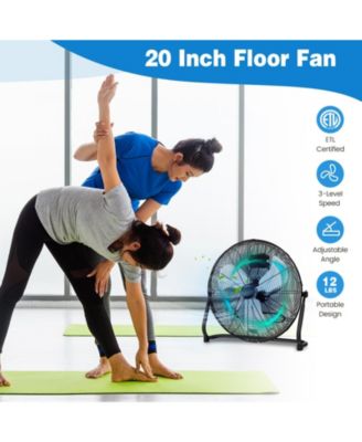 3-Speed High Velocity Floor Fan with Adjustable Tilt Angle and Handle